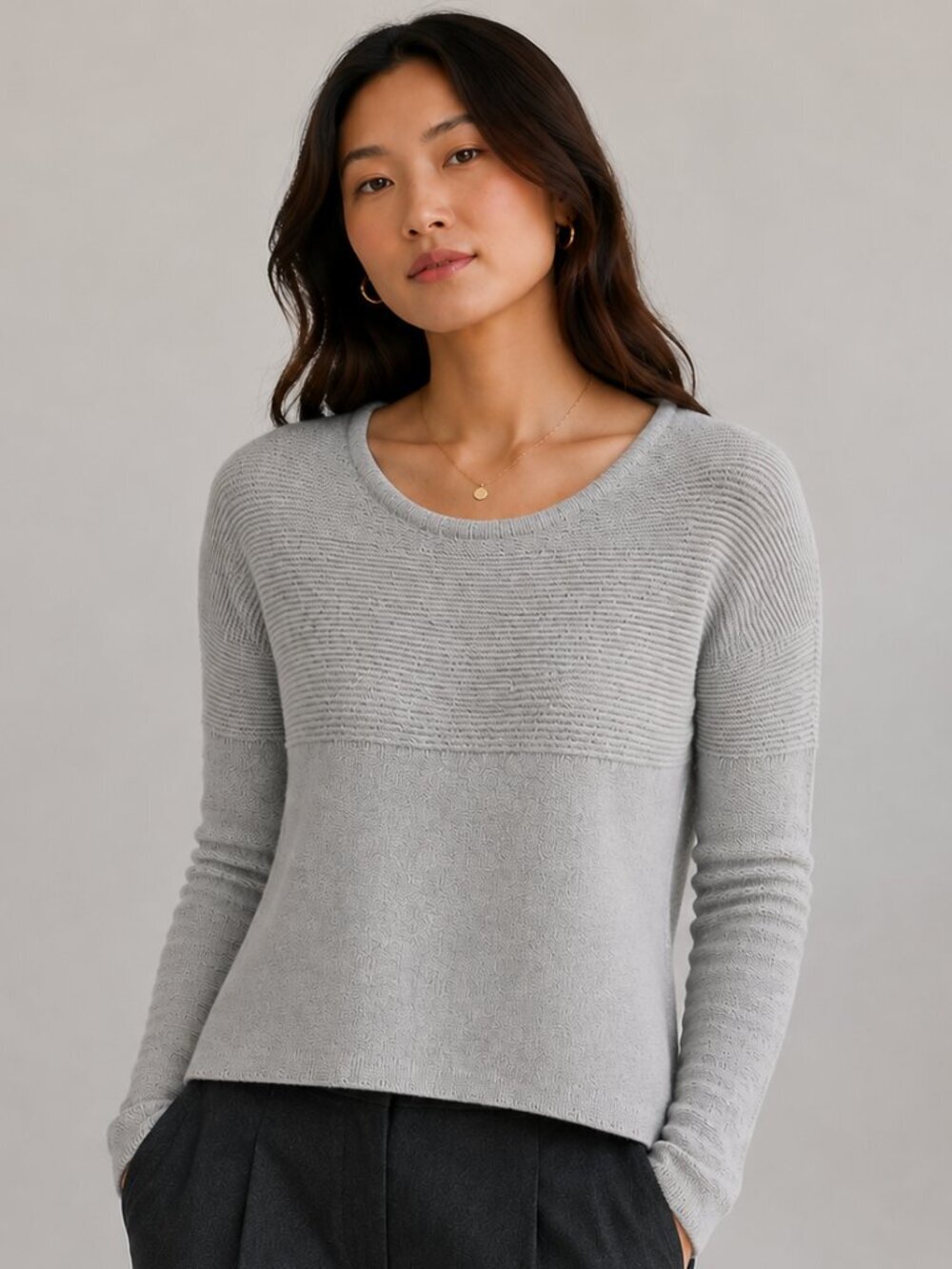 Babaton Aritzia XXS Italian Merino Wool Gray Sweater Textured Minimalist Classic